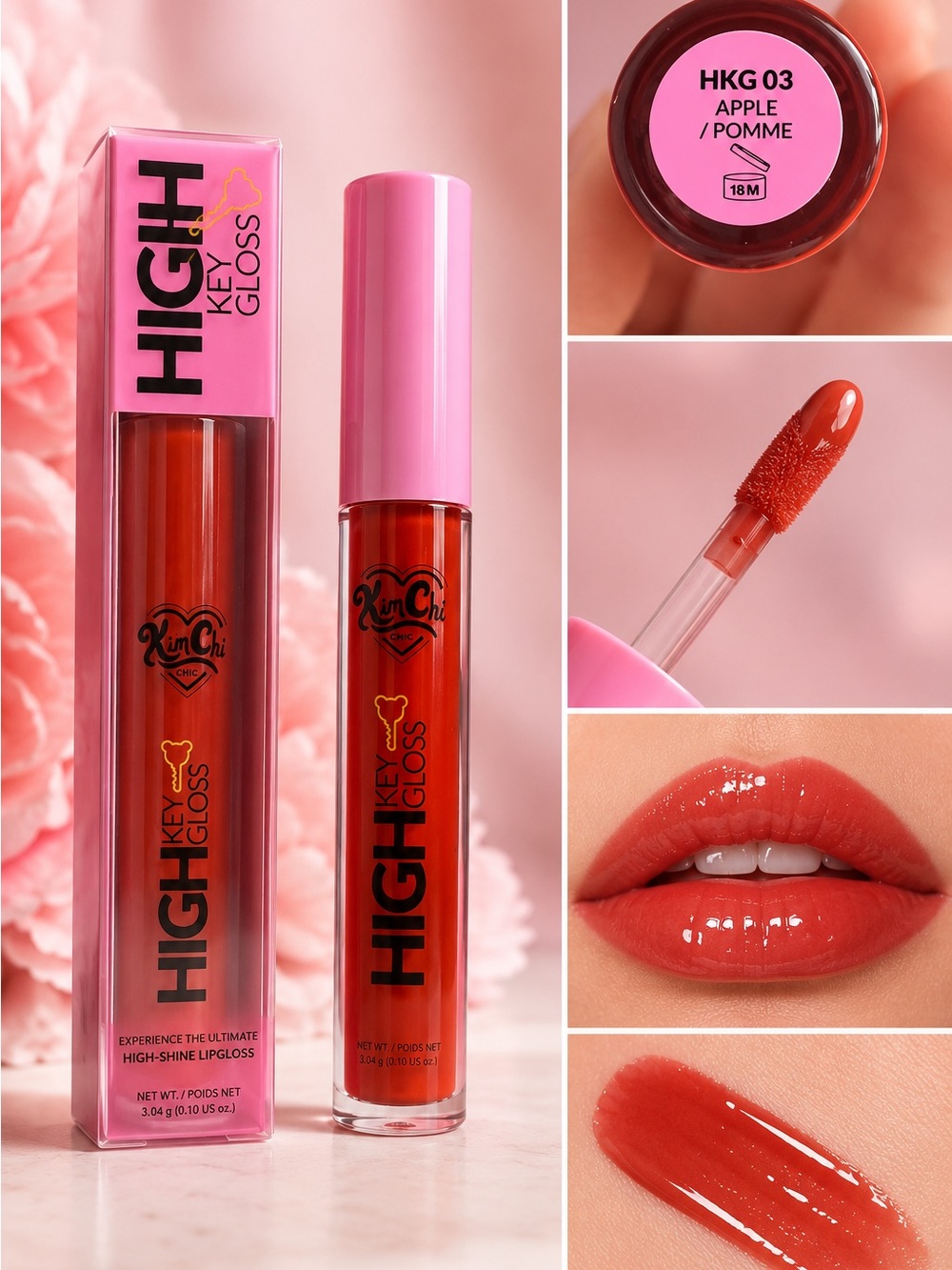 Kimchi Chic Beauty High Shine Gloss - Apple Red (Pink Cap)